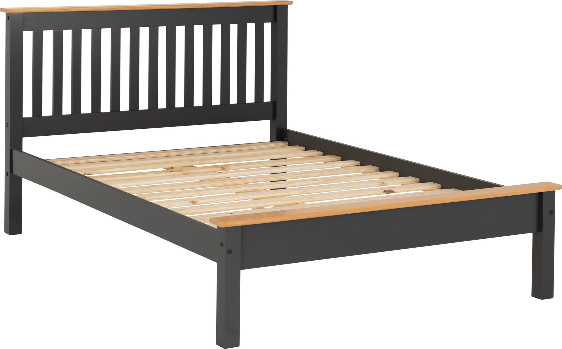 Monaco 4'6" Double Bed Low Foot End - Grey/Oak Effect