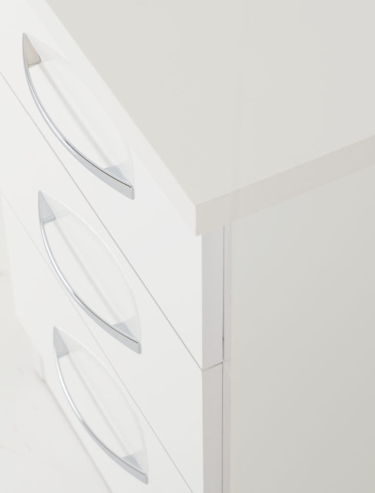 Nevada 3 Drawer Bedside Locker- White Gloss