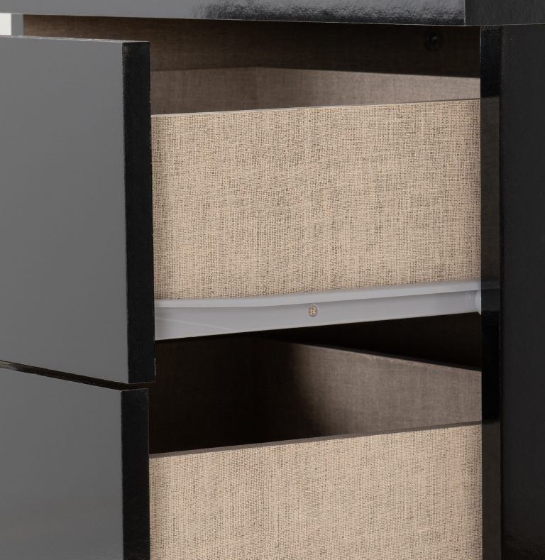 Nevada 5 Drawer Narrow Chest - Black Gloss