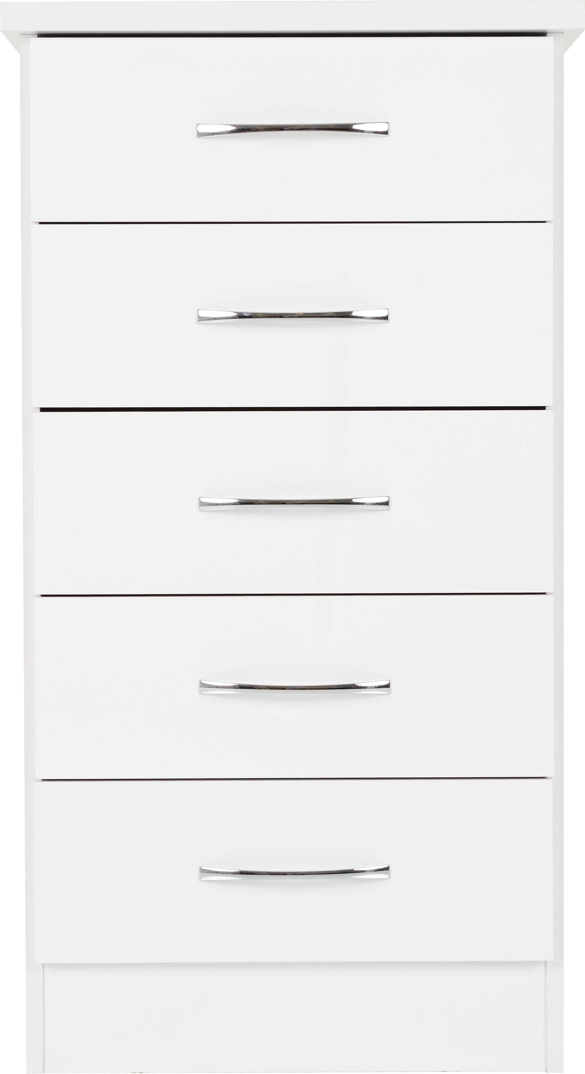 Nevada 5 Drawer Narrow Chest- White Gloss