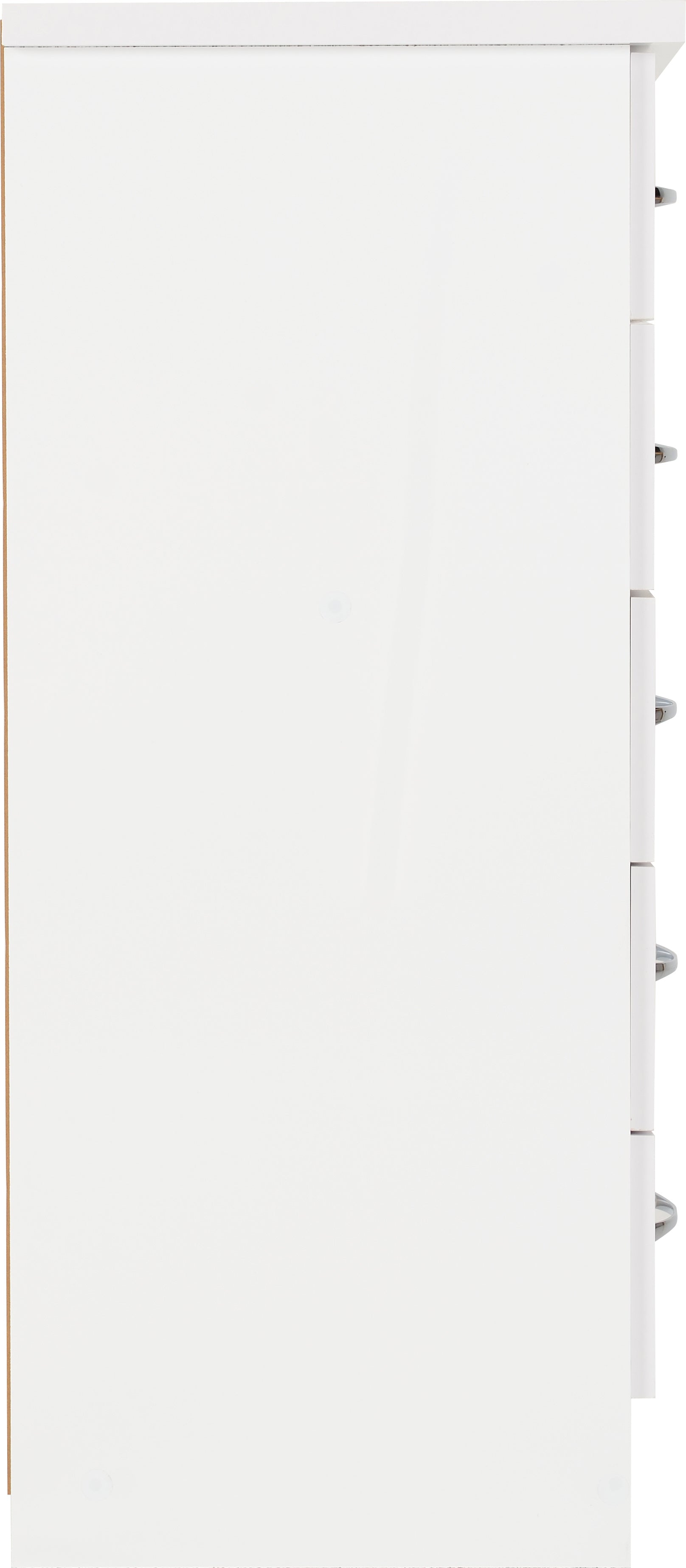 Nevada 5 Drawer Narrow Chest- White Gloss