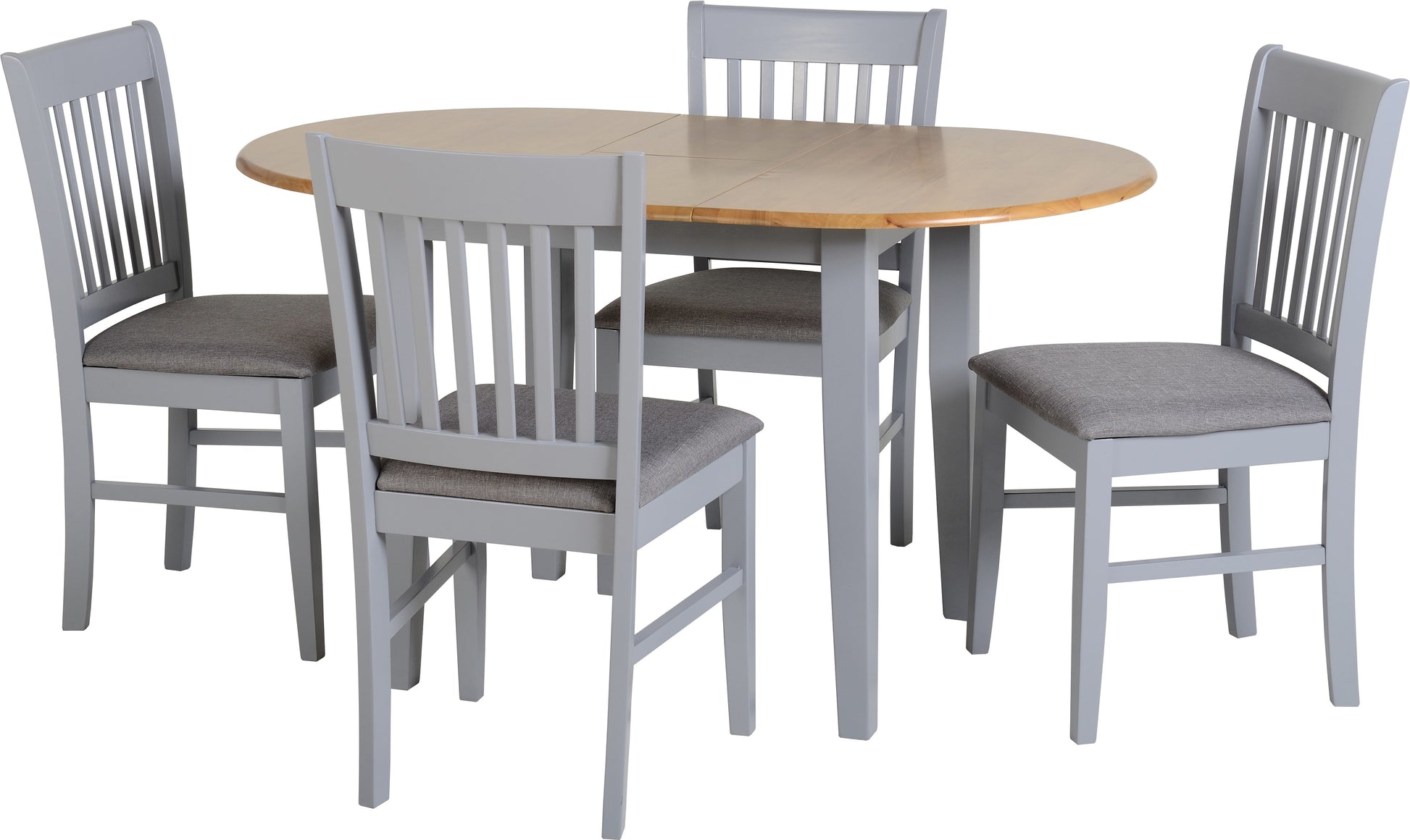 Oxford Extending Dining Set - Grey/Natural Oak Finish/Grey Fabric