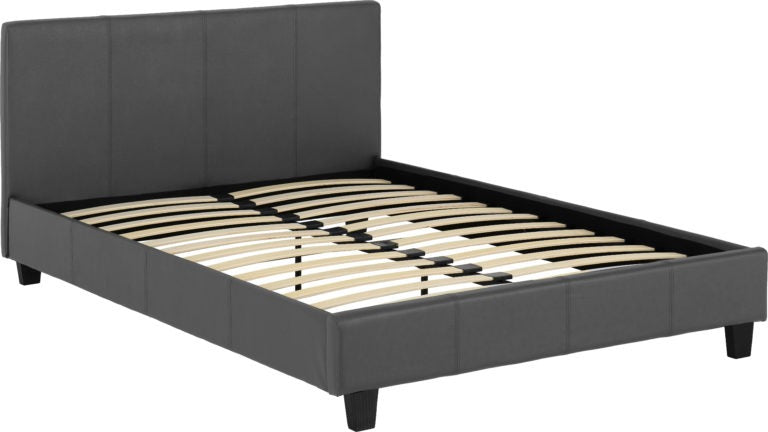 Prado 4'6" Bed Grey Faux Leather- The Right Buy Store