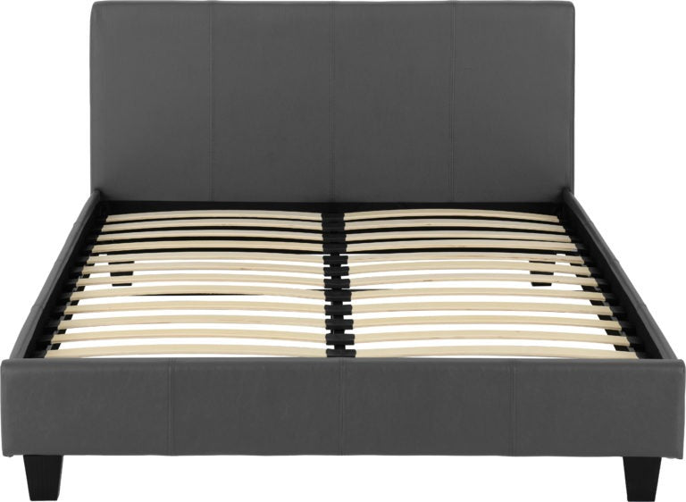 Prado 4'6" Bed Grey Faux Leather- The Right Buy Store