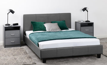 Prado 4'6" Bed Grey Faux Leather- The Right Buy Store