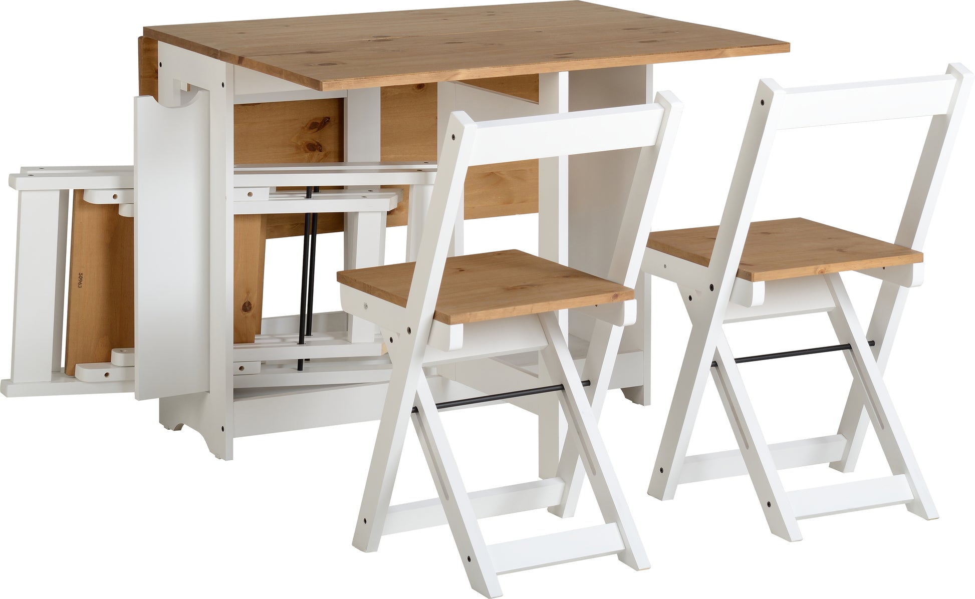 Santos Butterfly Dining Set - White/Distressed Waxed Pine