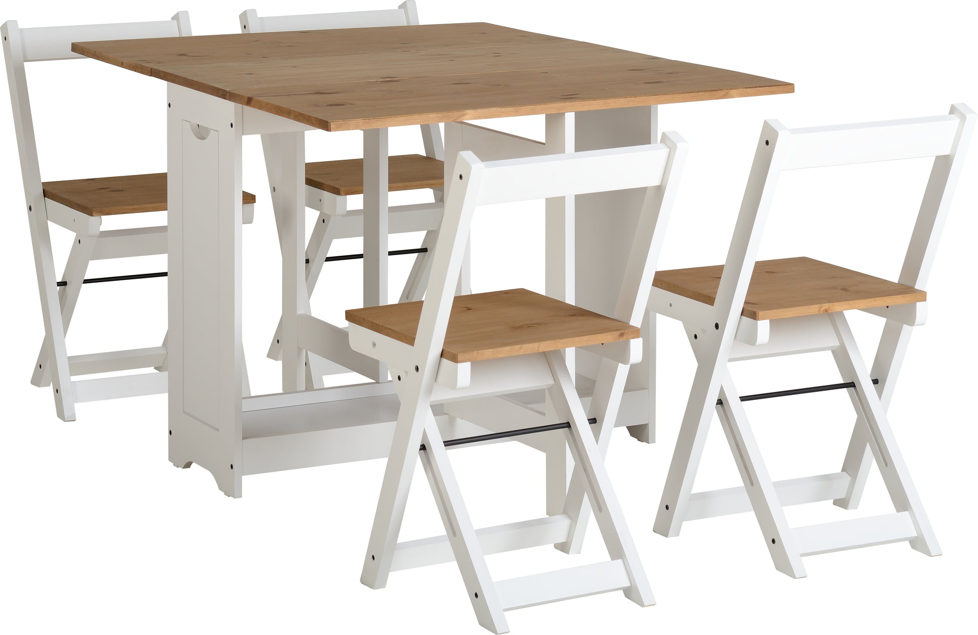 Santos Butterfly Dining Set - White/Distressed Waxed Pine