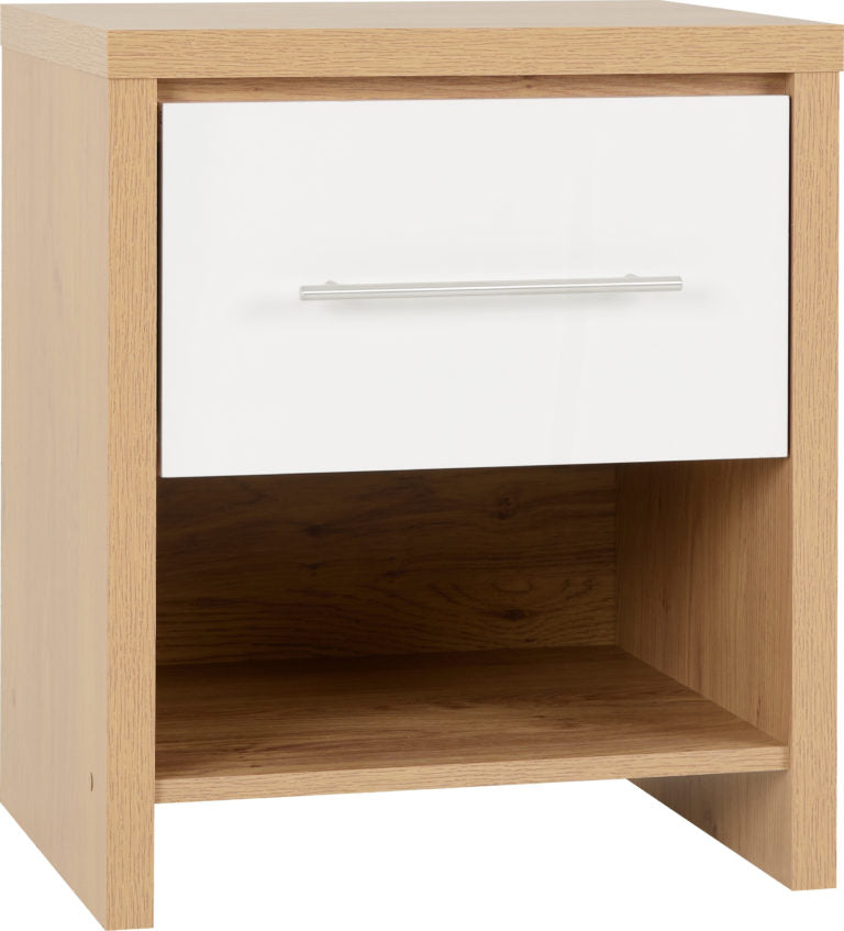 Seville Bedroom Set - White High Gloss/Light Oak Effect Veneer