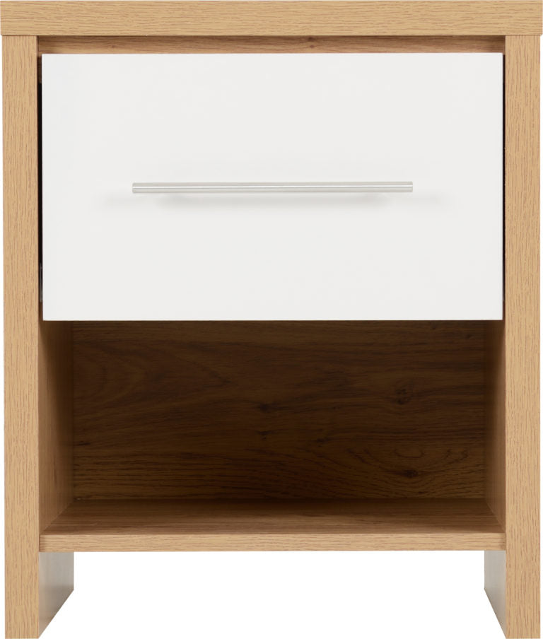 Seville Bedroom Set - White High Gloss/Light Oak Effect Veneer