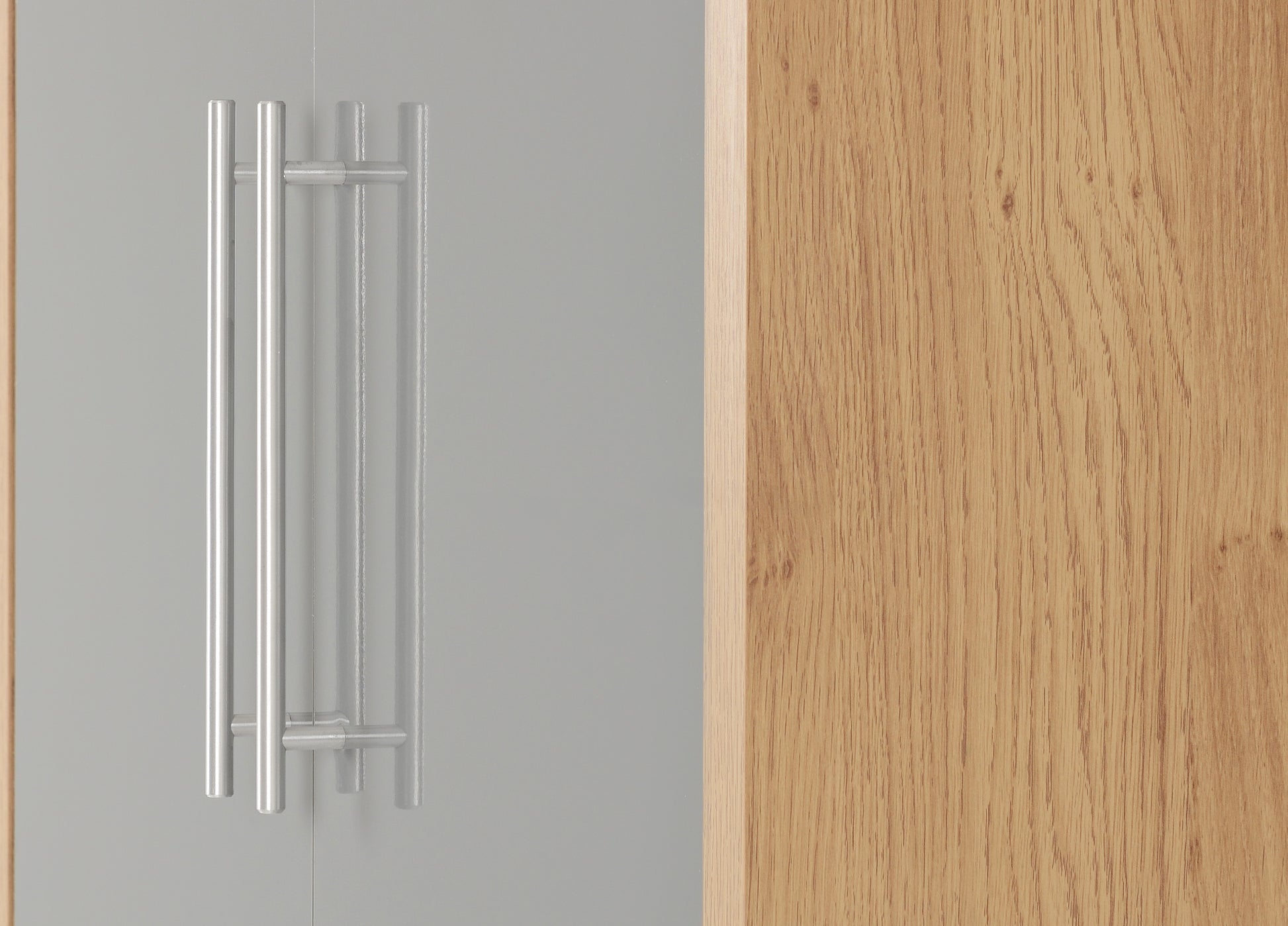 Seville 2 Door Wardrobe - Grey High Gloss/Light Oak Effect Veneer