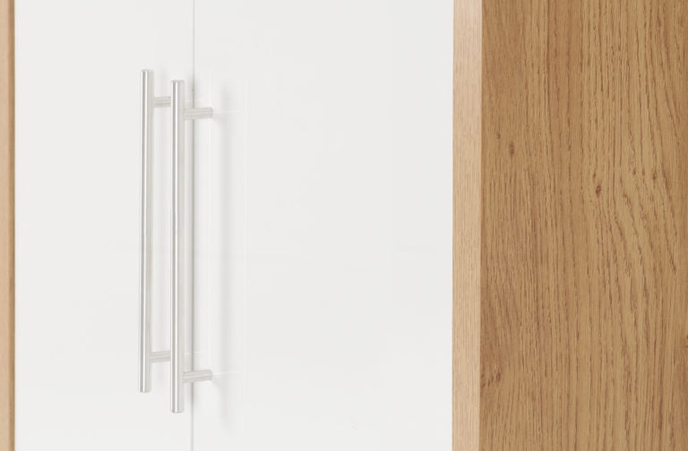 Seville Bedroom Set - White High Gloss/Light Oak Effect Veneer