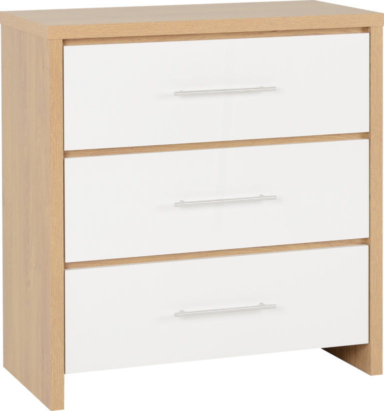 Seville Bedroom Set - White High Gloss/Light Oak Effect Veneer