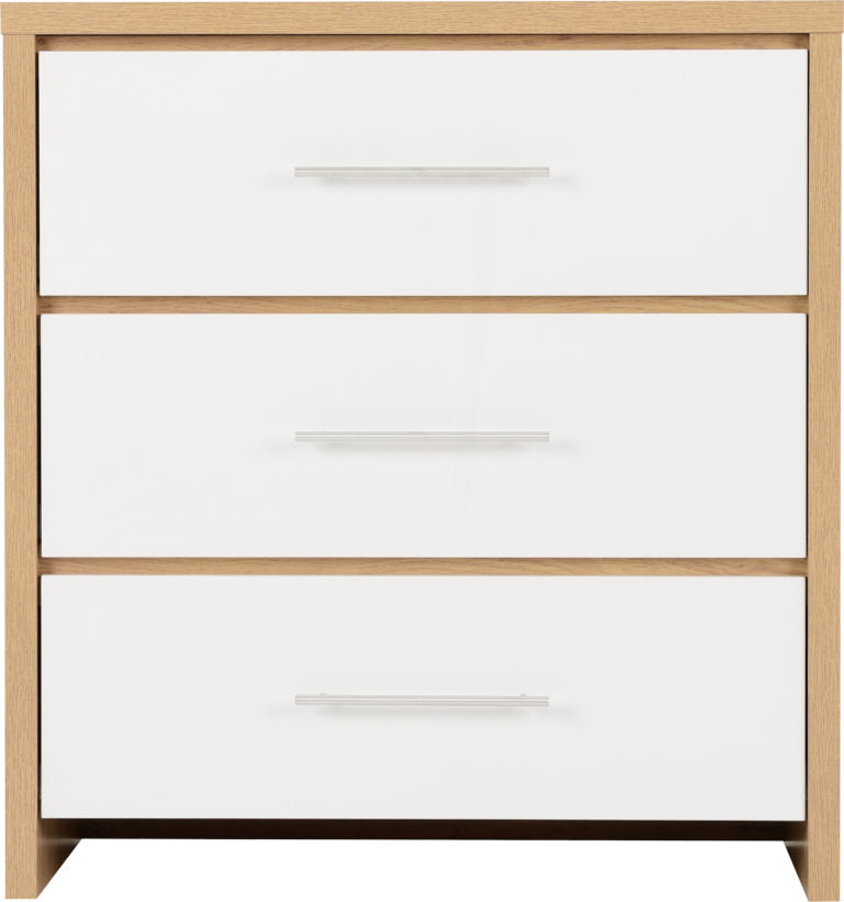 Seville Bedroom Set - White High Gloss/Light Oak Effect Veneer