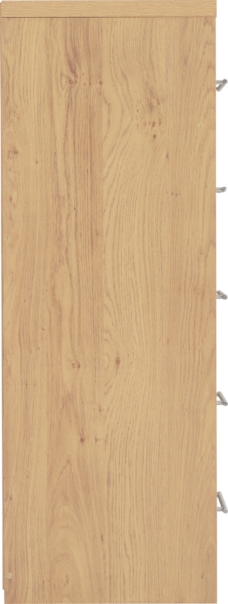 Seville 5 Drawer Narrow Chest - Grey High Gloss/Light Oak Effect Veneer