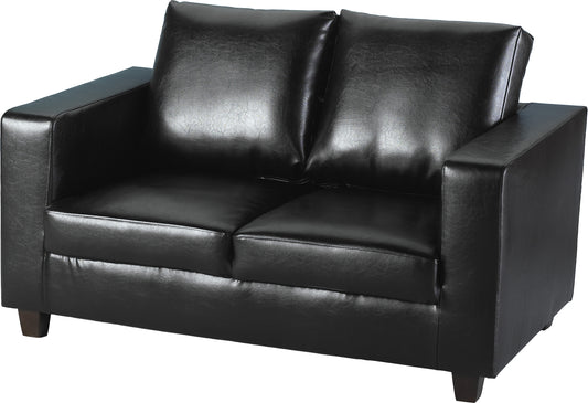Tempo Two Seater Sofa-in-a-Box Black Faux Leather