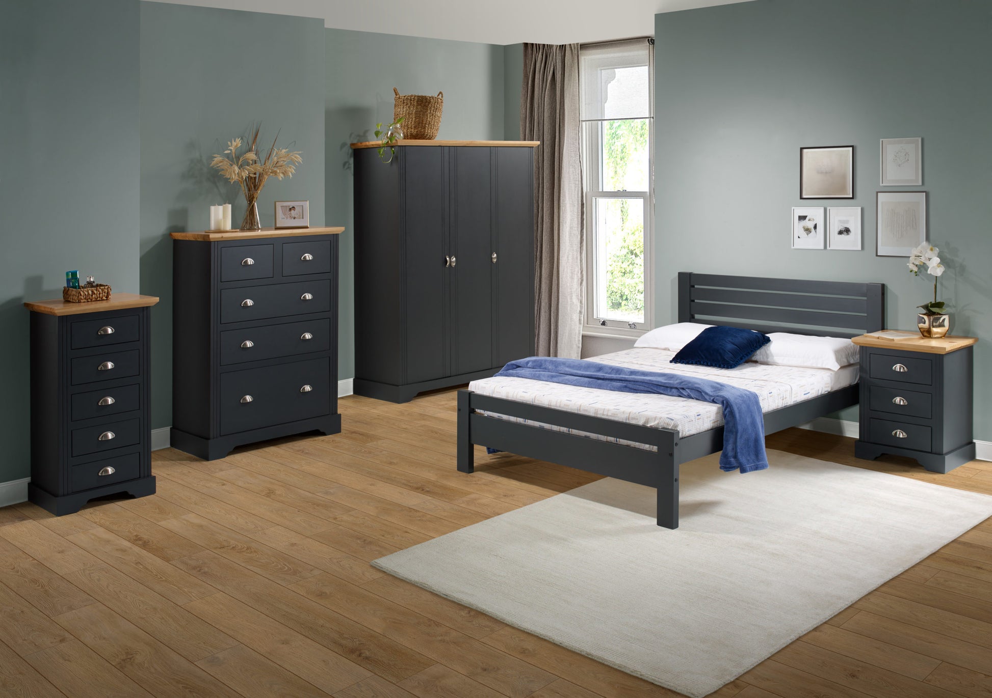Toledo 4'6" Double Bed - Grey