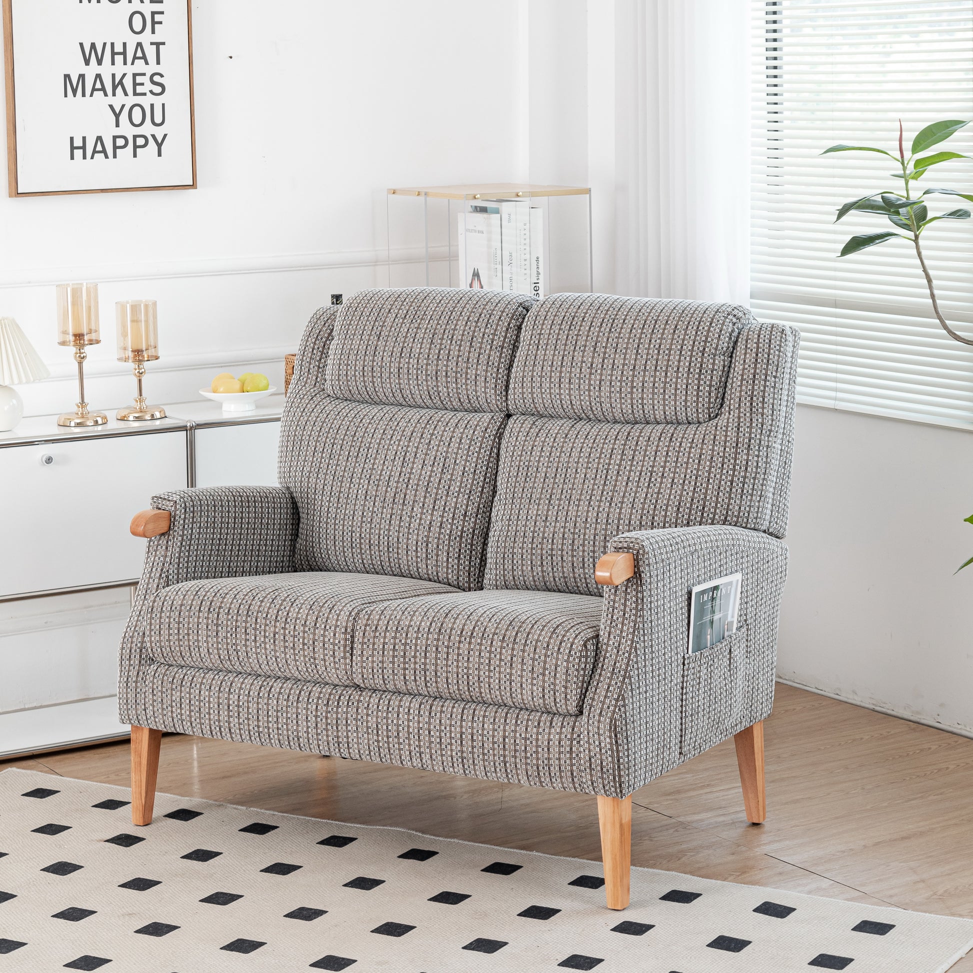 Lisbon 2 Seater Fabric Sofa - Latte 