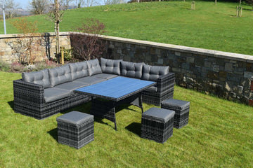 10 Piece Dark Rattan Dining Set