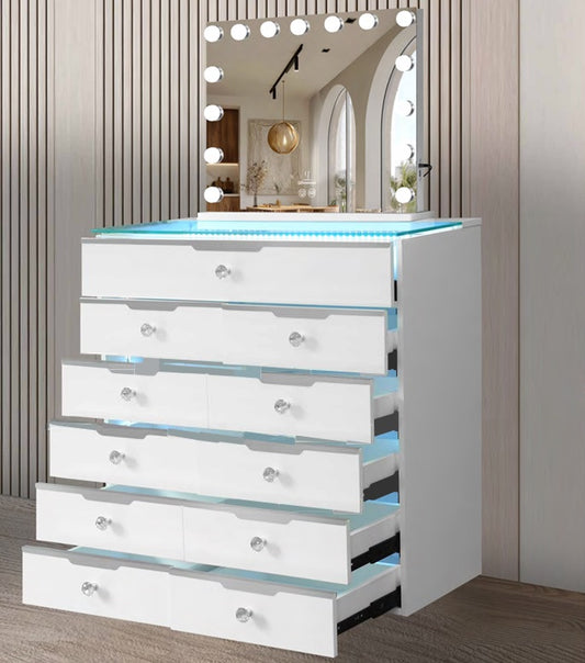 11 Drawer Dresser with Led Rainbow Lights