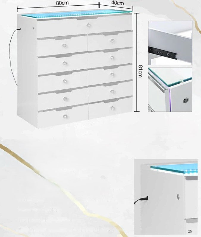11 Drawer Mini Chest with Led Rainbow Lights
