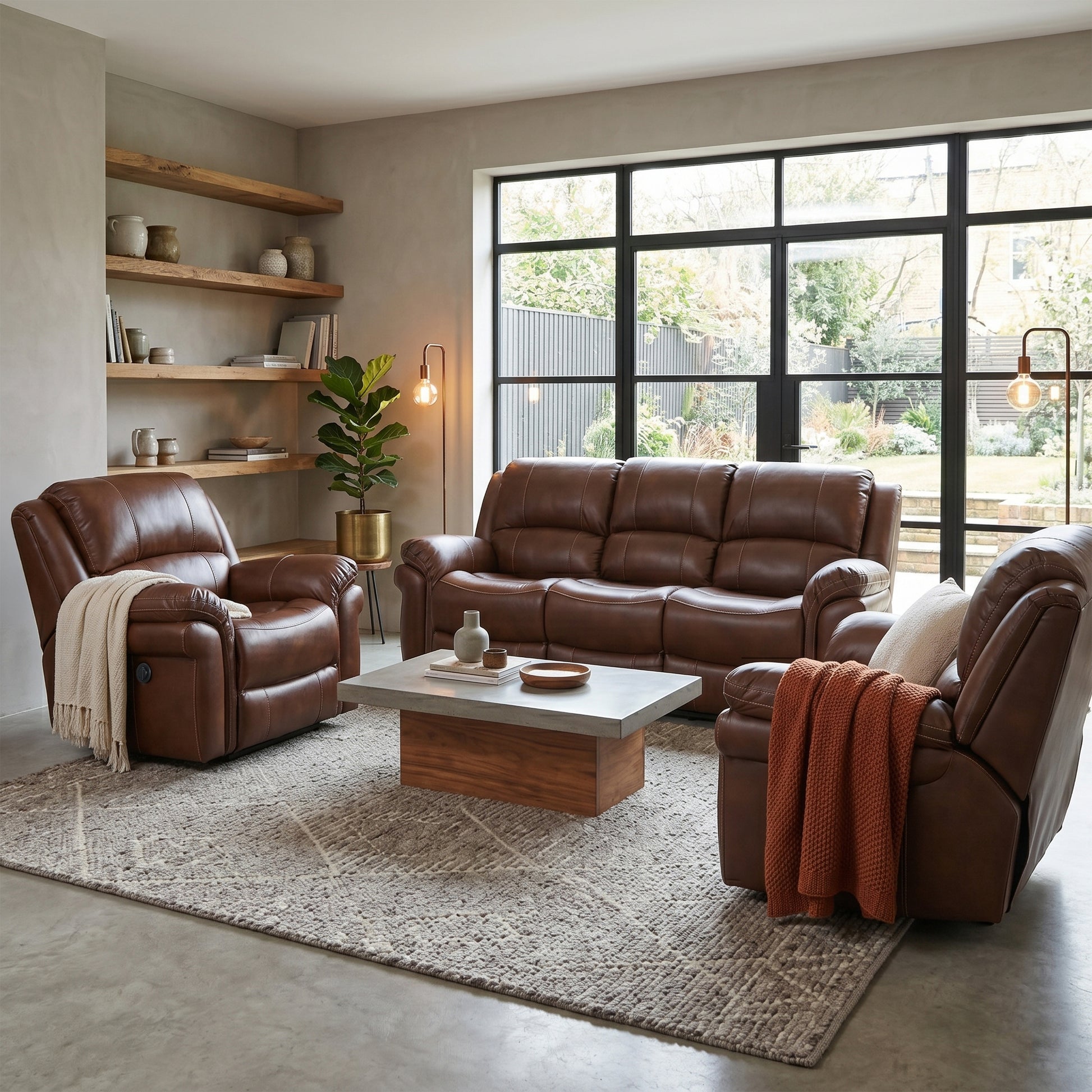 Farnham Power Electric Recliner Sofa Leather Aire - Tan