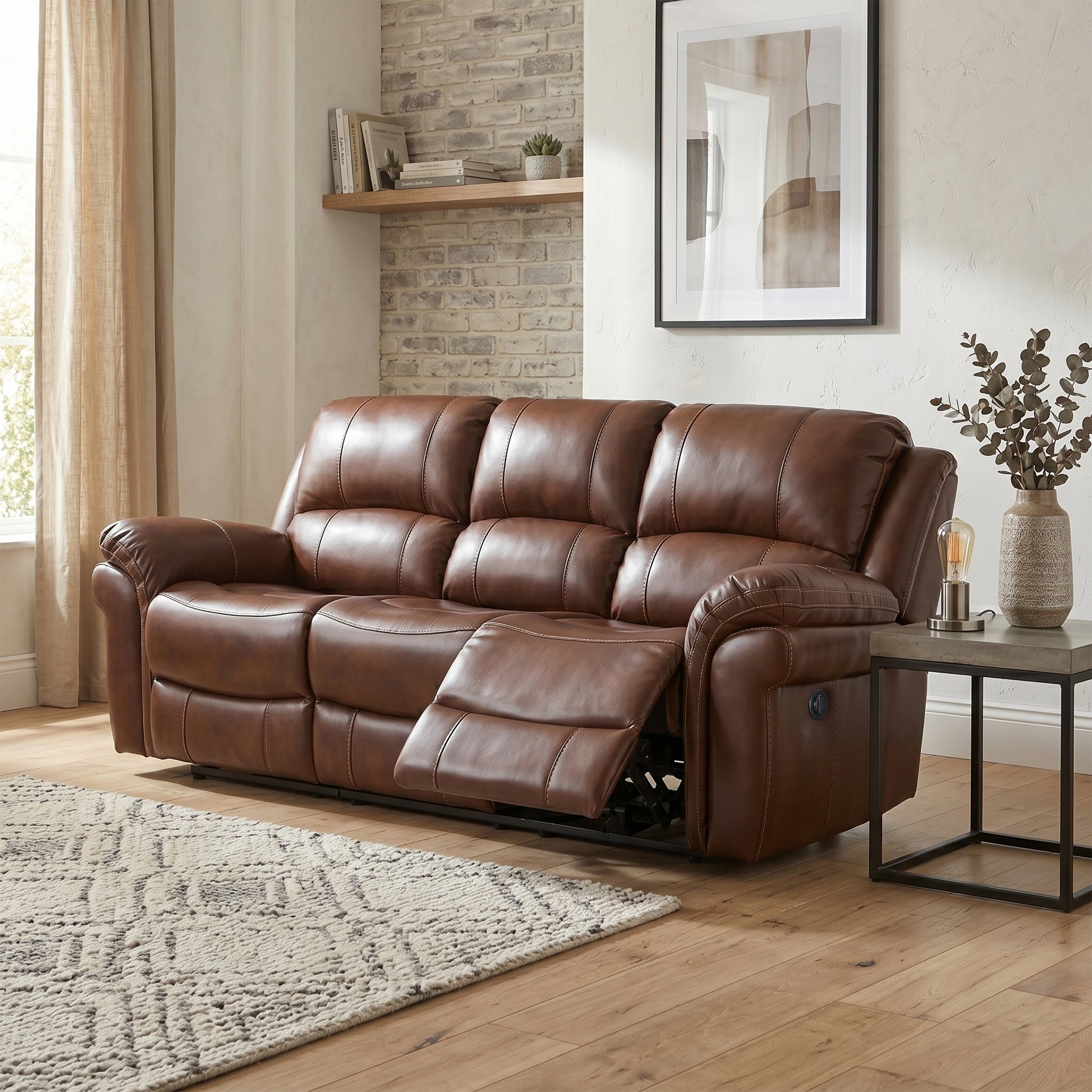 Farnham Power Electric Recliner Sofa Leather Aire - Tan