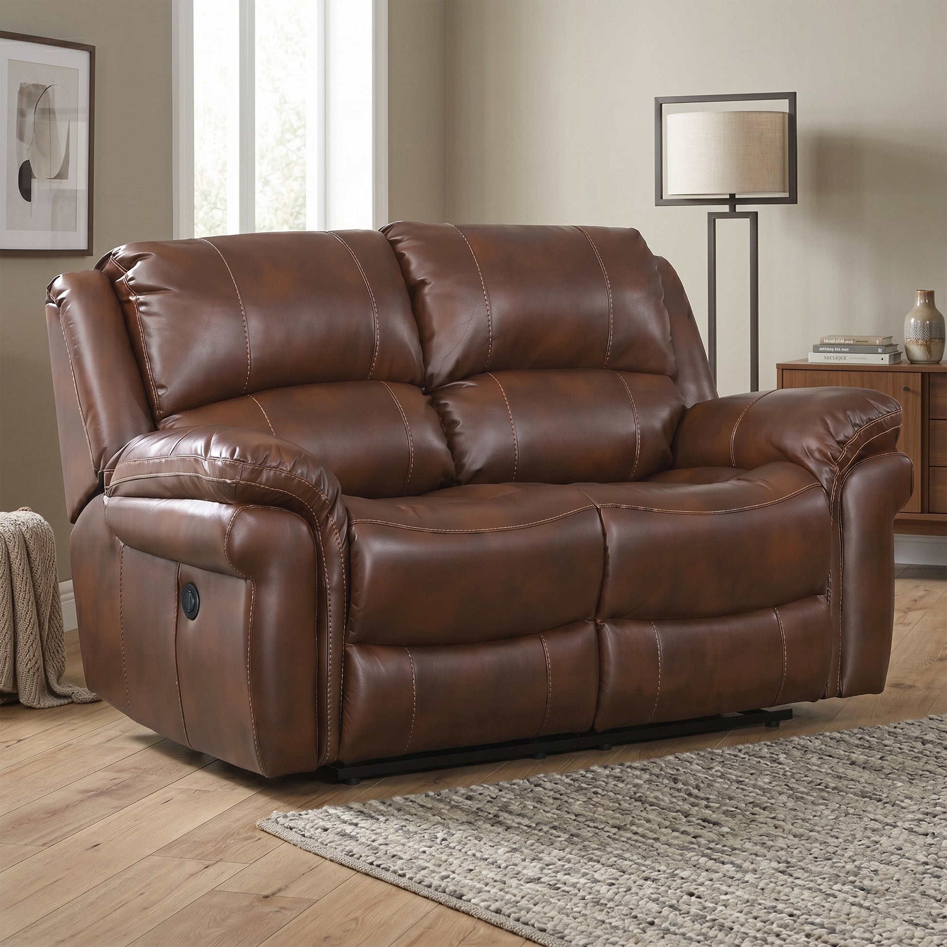 Farnham Power Electric Recliner Sofa Leather Aire - Tan