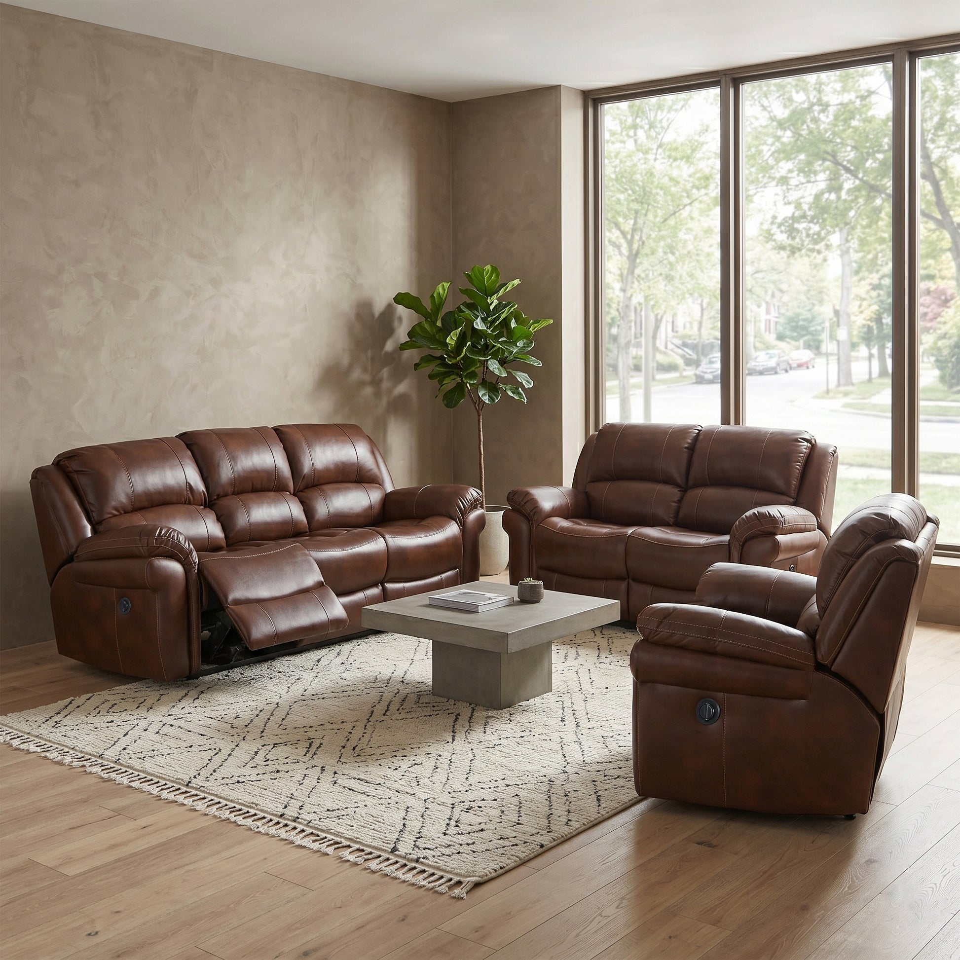 Farnham Power Electric Recliner Sofa Leather Aire - Tan