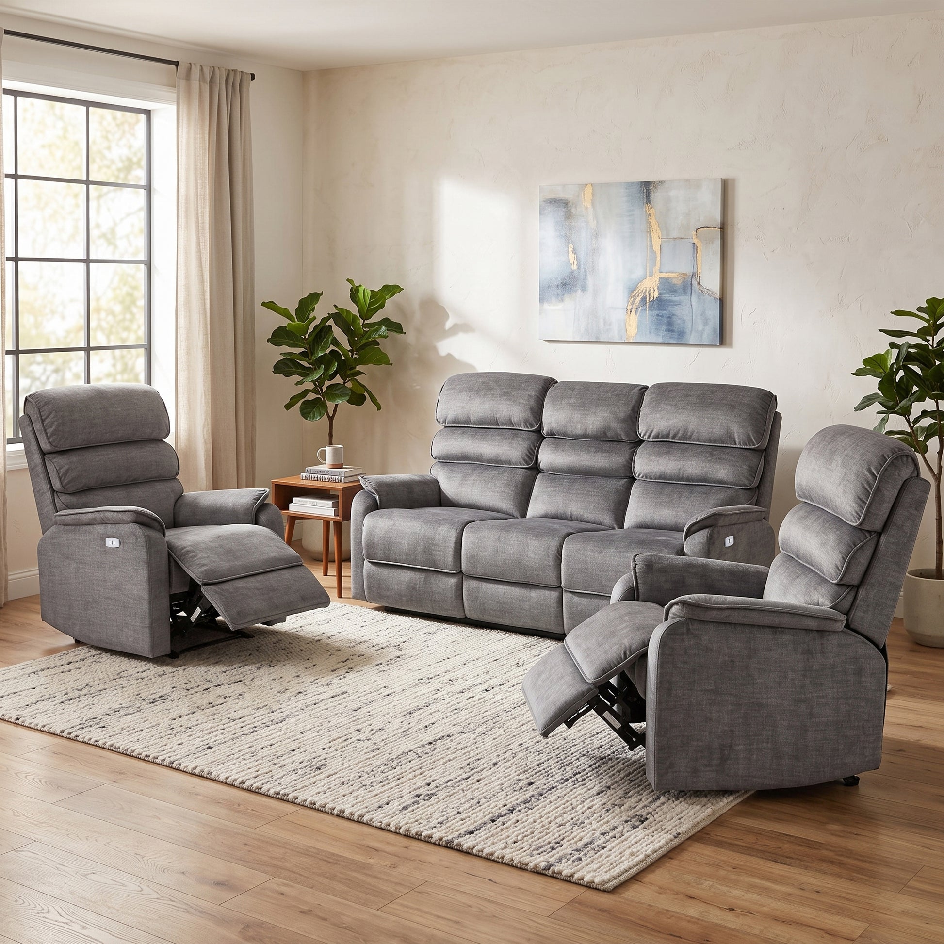 Savoy 3+1+1 Sofa Suite Electric- Grey Fabric
