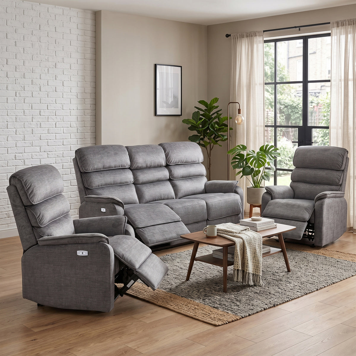 Savoy 3+1+1 Sofa Suite Electric- Grey Fabric