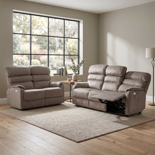 Savoy 3+2 Electric Sofa Suite - Taupe