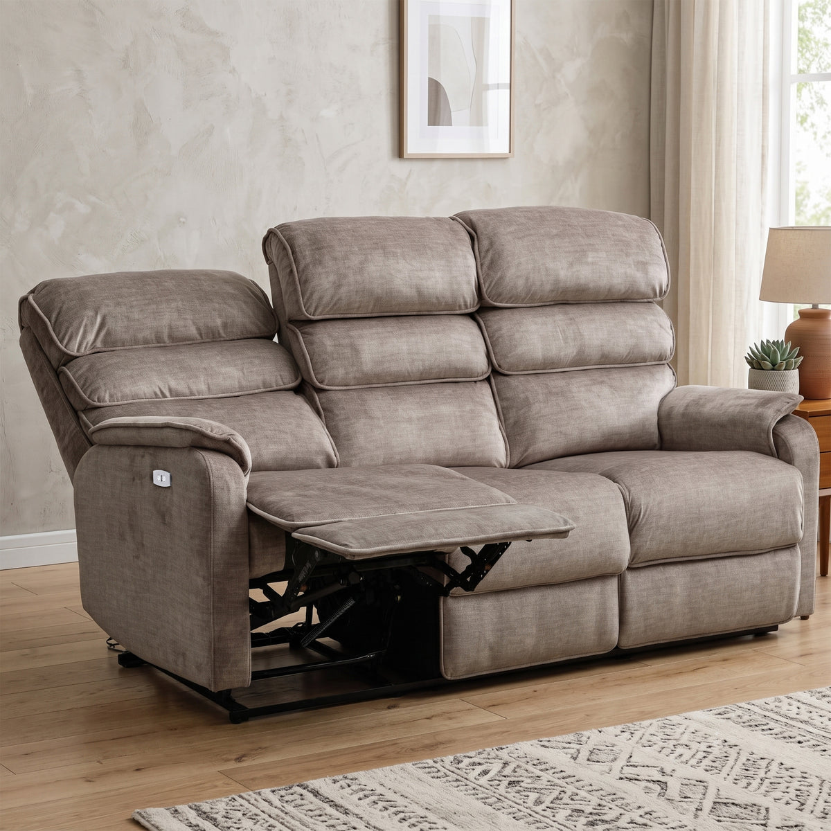 Savoy 3 Seater Electric Taupe