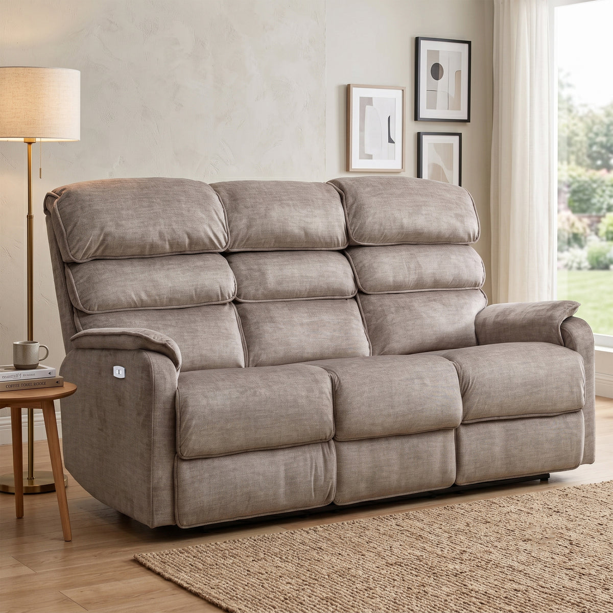 Savoy 3 Seater Electric Taupe