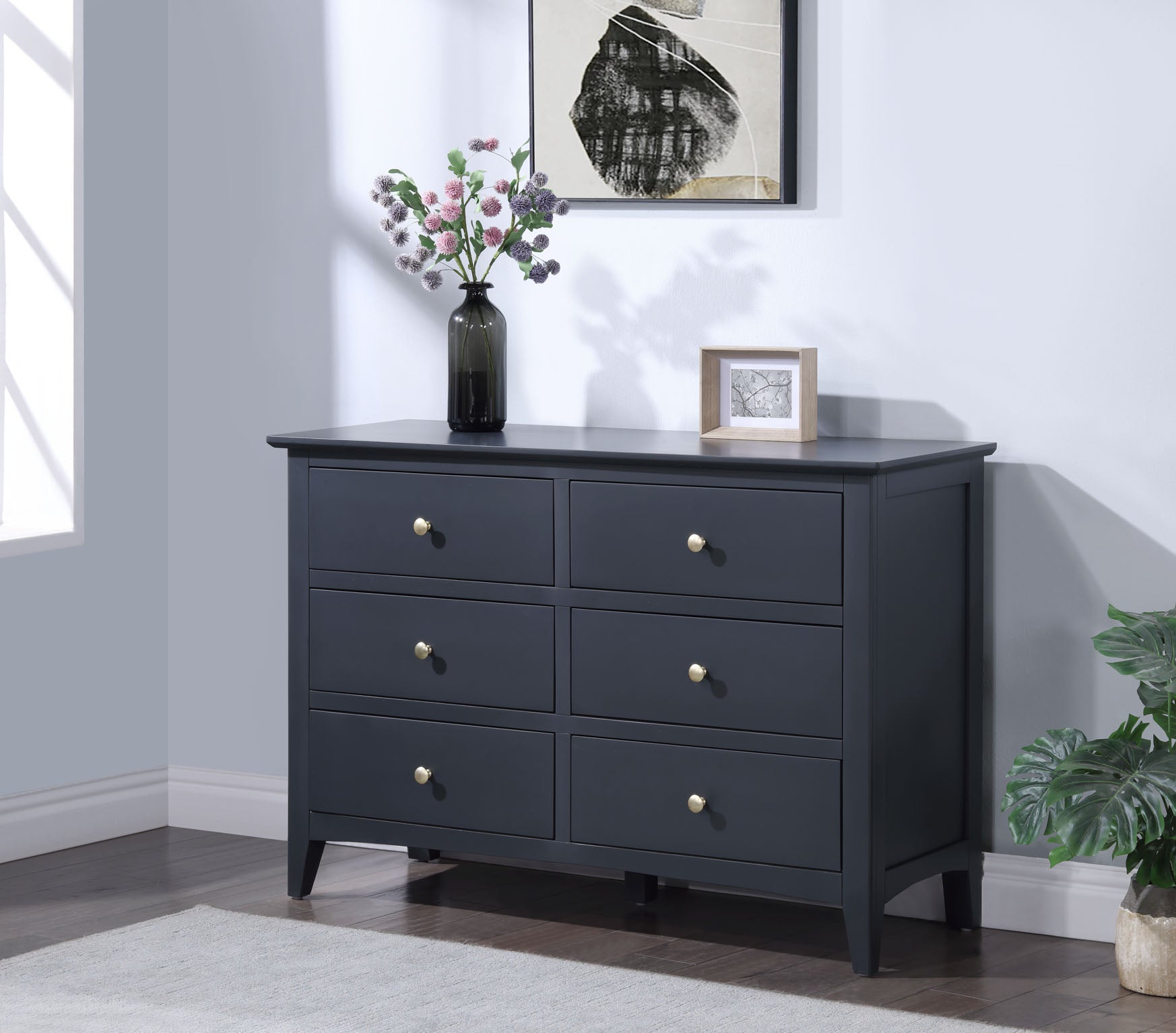 Luciana 6 Drawer Chest - Off Black