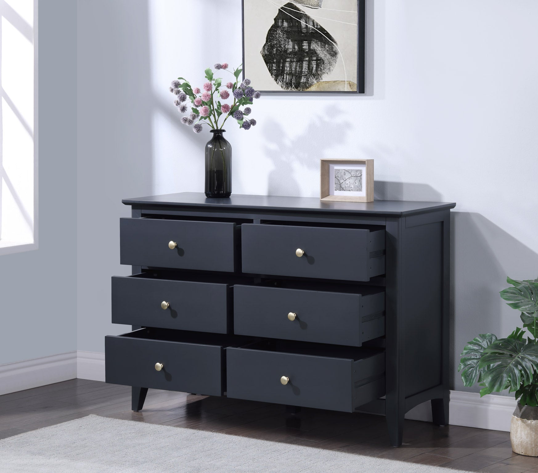 Luciana 6 Drawer Chest - Off Black