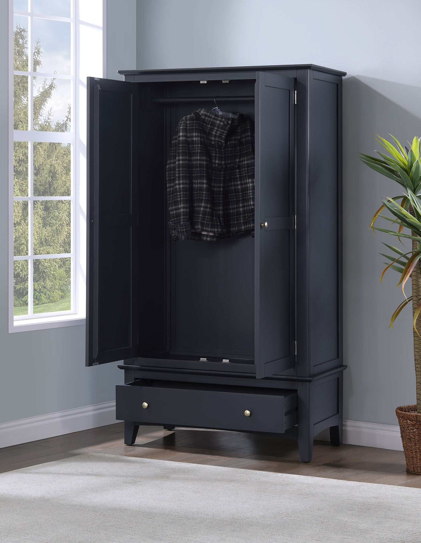 Luciana 2 Door Wardrobe - Off Black