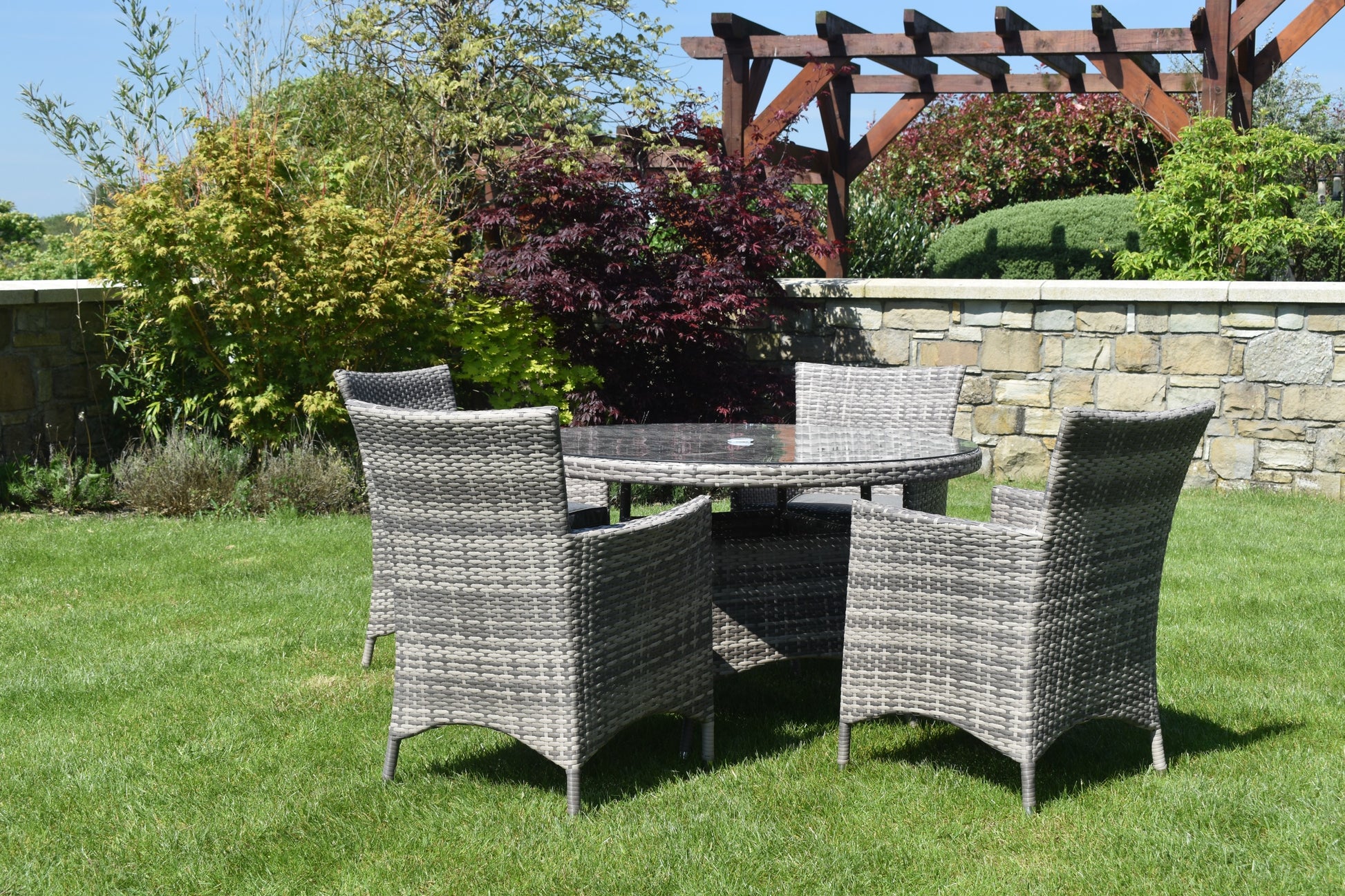 5 Piece Dark Rattan Dining Set