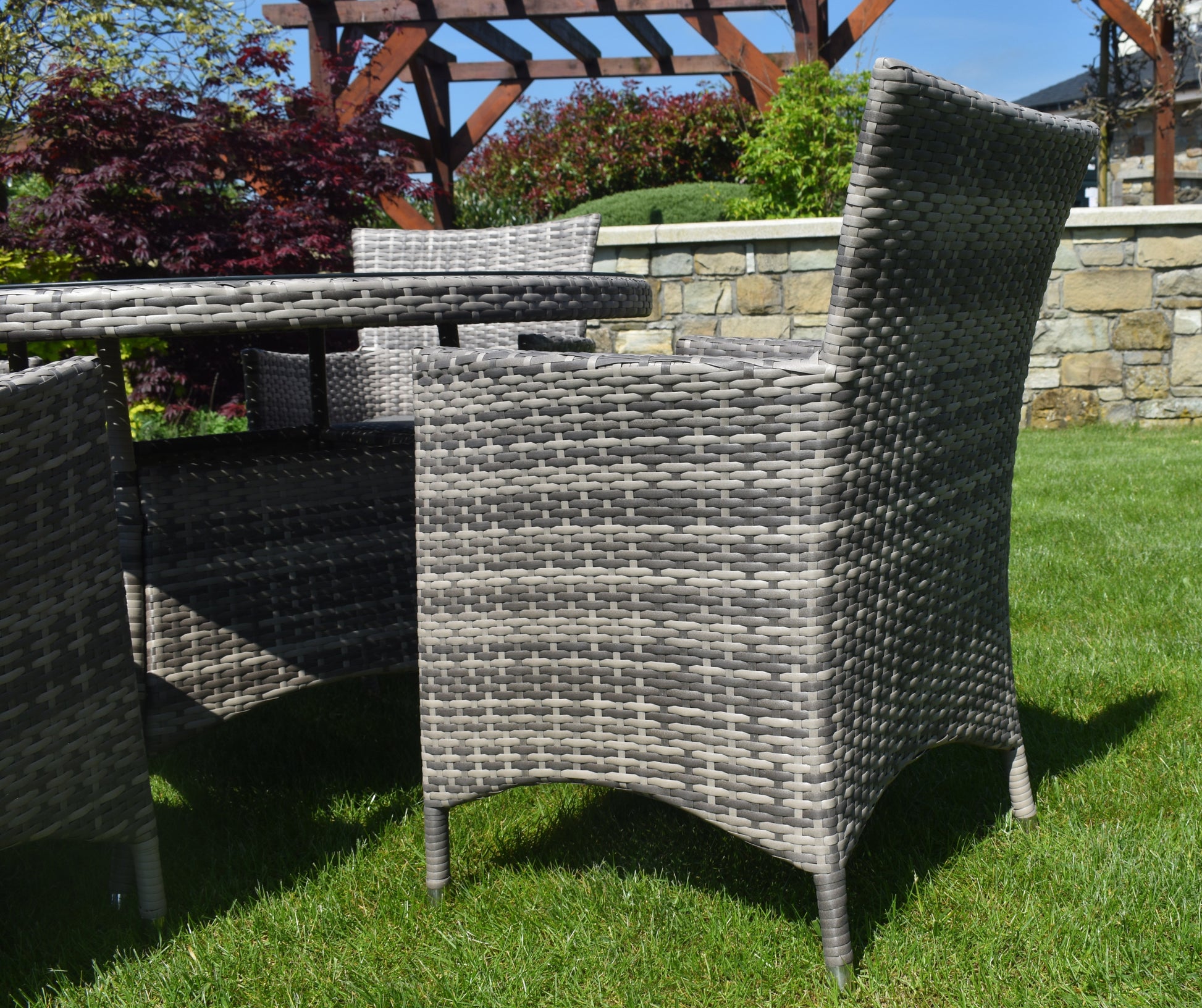 5 Piece Dark Rattan Dining Set