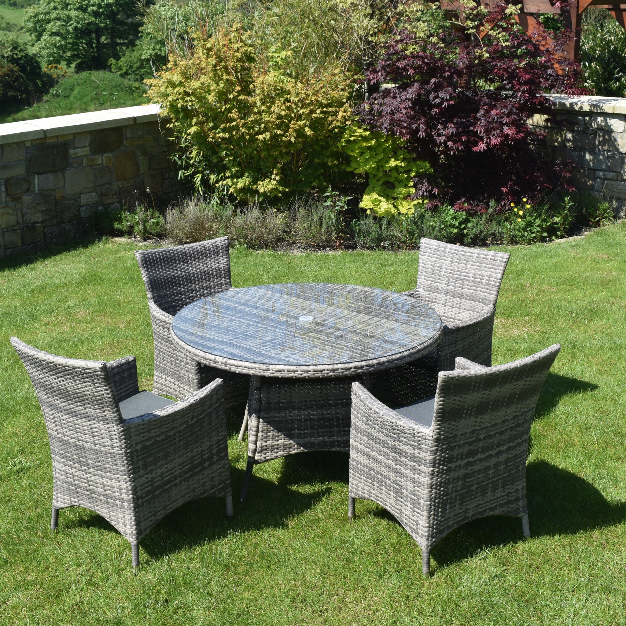 5 Piece Dark Rattan Dining Set