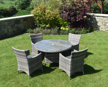 5 Piece Dark Rattan Dining Set