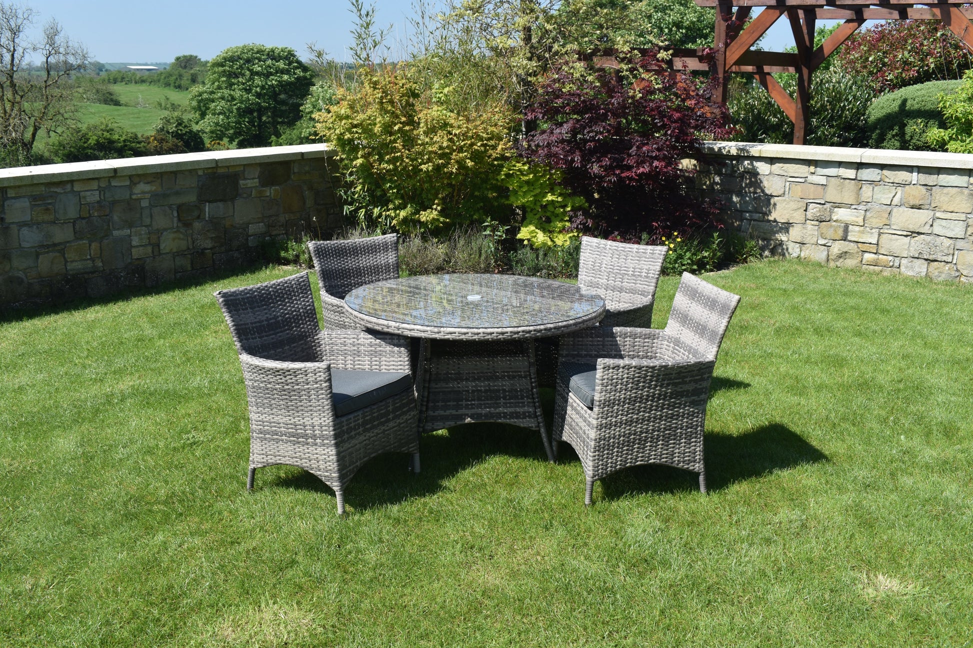 5 Piece Dark Rattan Dining Set