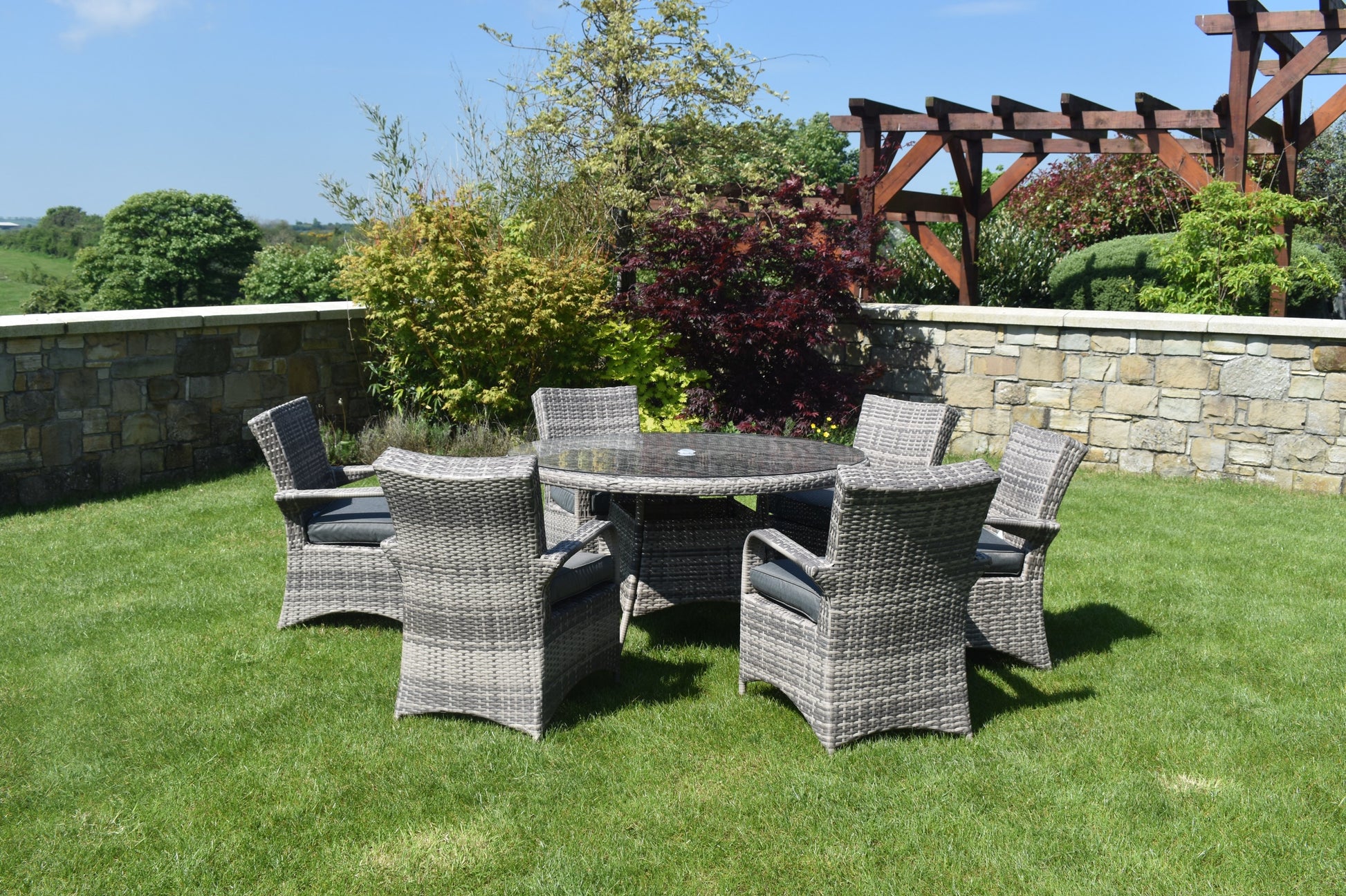 7 Piece Dark Rattan Dining Set