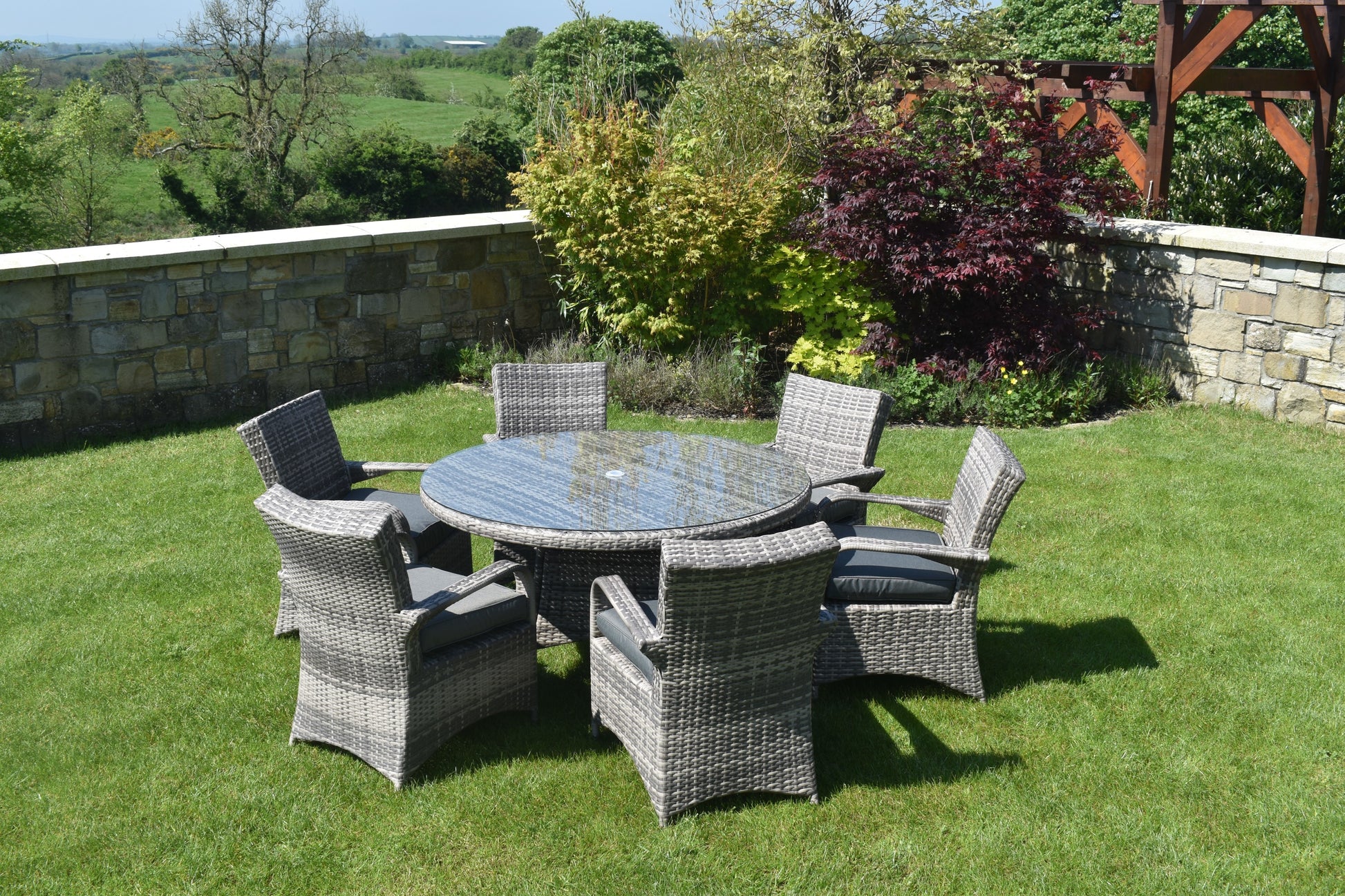 7 Piece Dark Rattan Dining Set