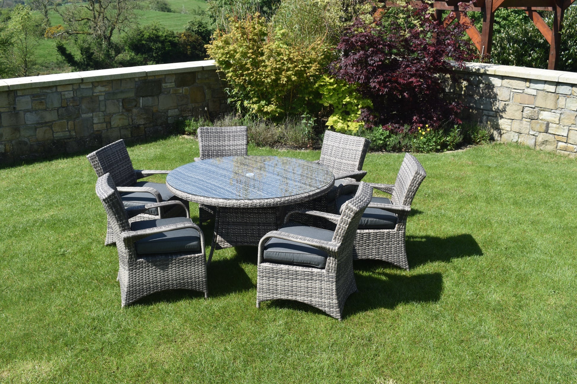 7 Piece Dark Rattan Dining Set