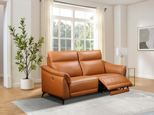 Porto Electric Recliner 3 Seater Leather Sofa – Light Brown