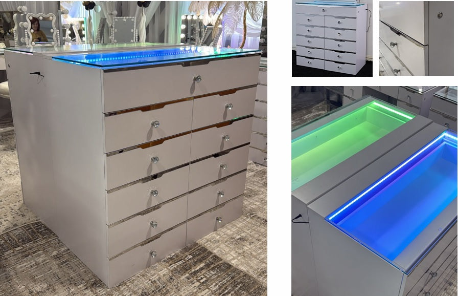 11 Drawer Dresser with Led Rainbow Lights
