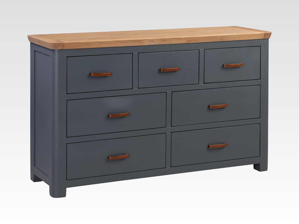 Treviso Midnight Blue 3 over 4 Chest - Oak