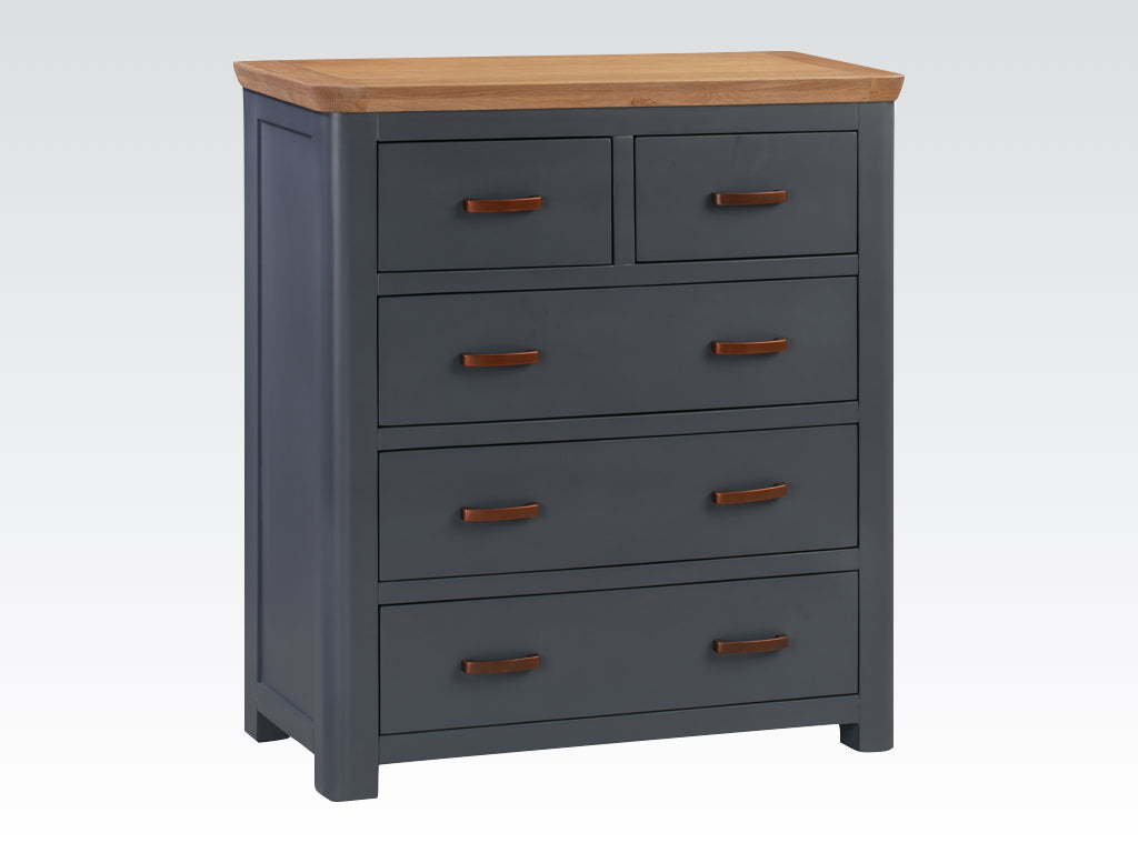 Treviso 3+2 Drawer Chest Oak - Midnight Blue