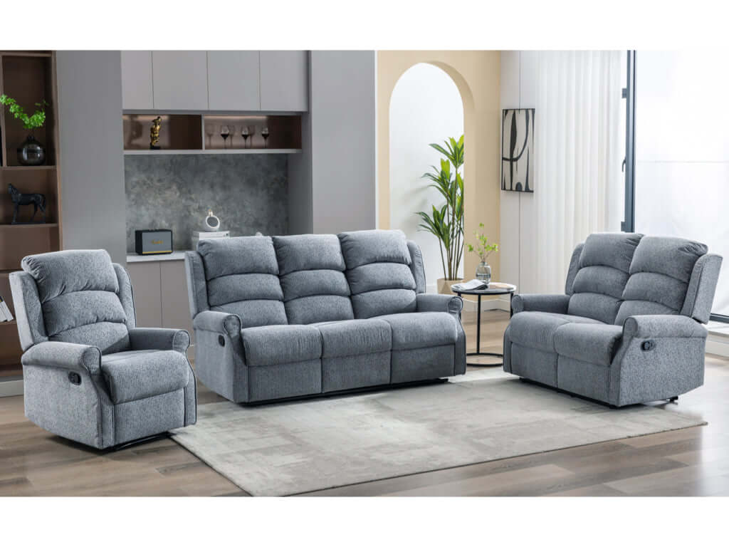 Windsor Manual 3+1+1 Sofa- Steel Blue