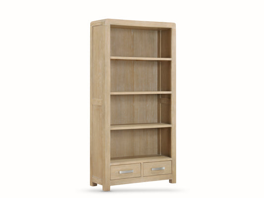 Tennessee Washed Oak High Bookcase With 2 Drawer